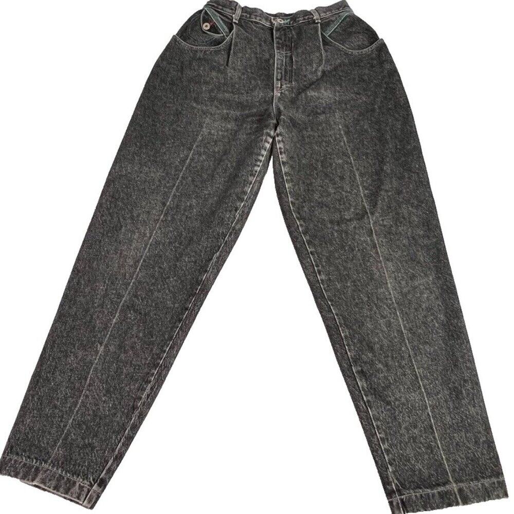 Lee Jeans Womens 16 M 28x31 Black Mom High Waist Vintage Tapered Leg Pleats